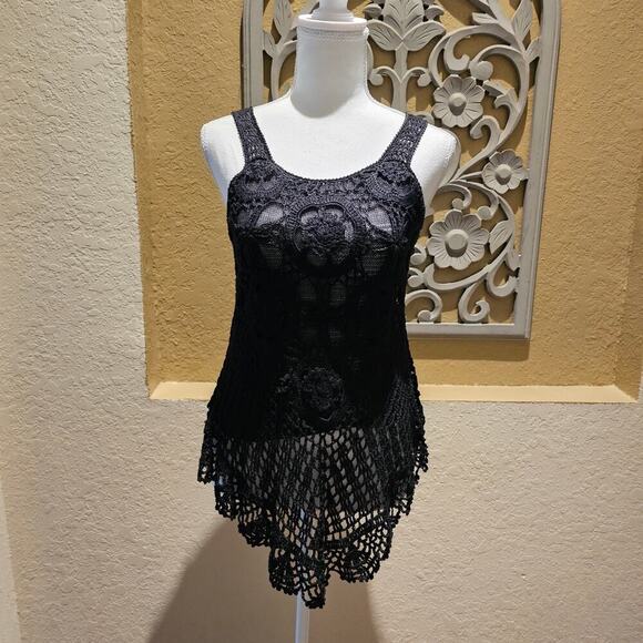 Sacred Trends Y2K Crochet Top S Black Grunge Goth Witchy Romantic Cottagecore - Picture 6 of 10
